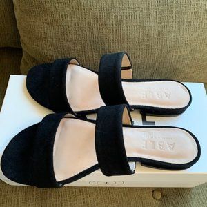 ABLE Camila Sandal - Black Suede Size 6.5